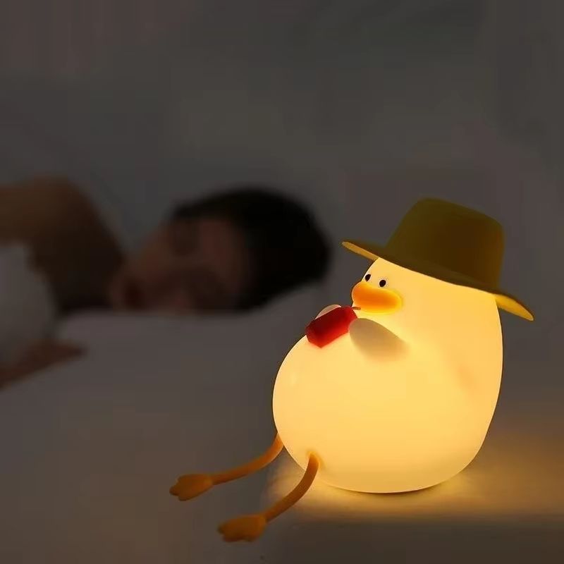 Cute Duck Silicone Night Light USB Rechargeable Kids Bedside Lamp