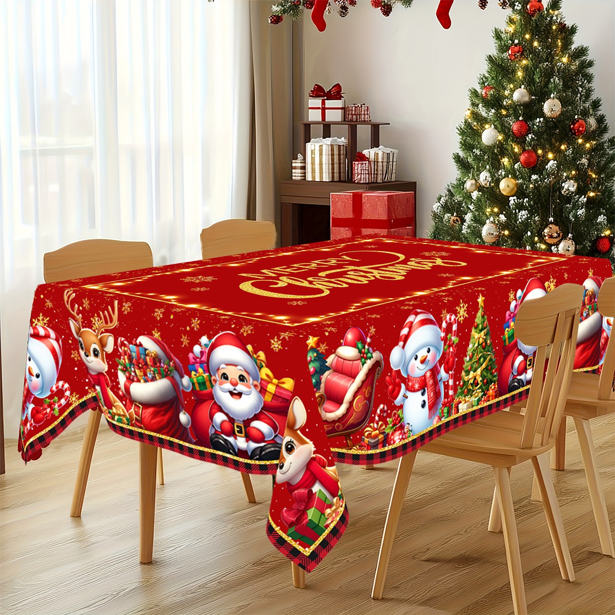 Christmas Tablecloth, Navidad Natal Christmas Party Decoration, Santa Claus Table Cover, New Year Gift, Xmas Table Decor