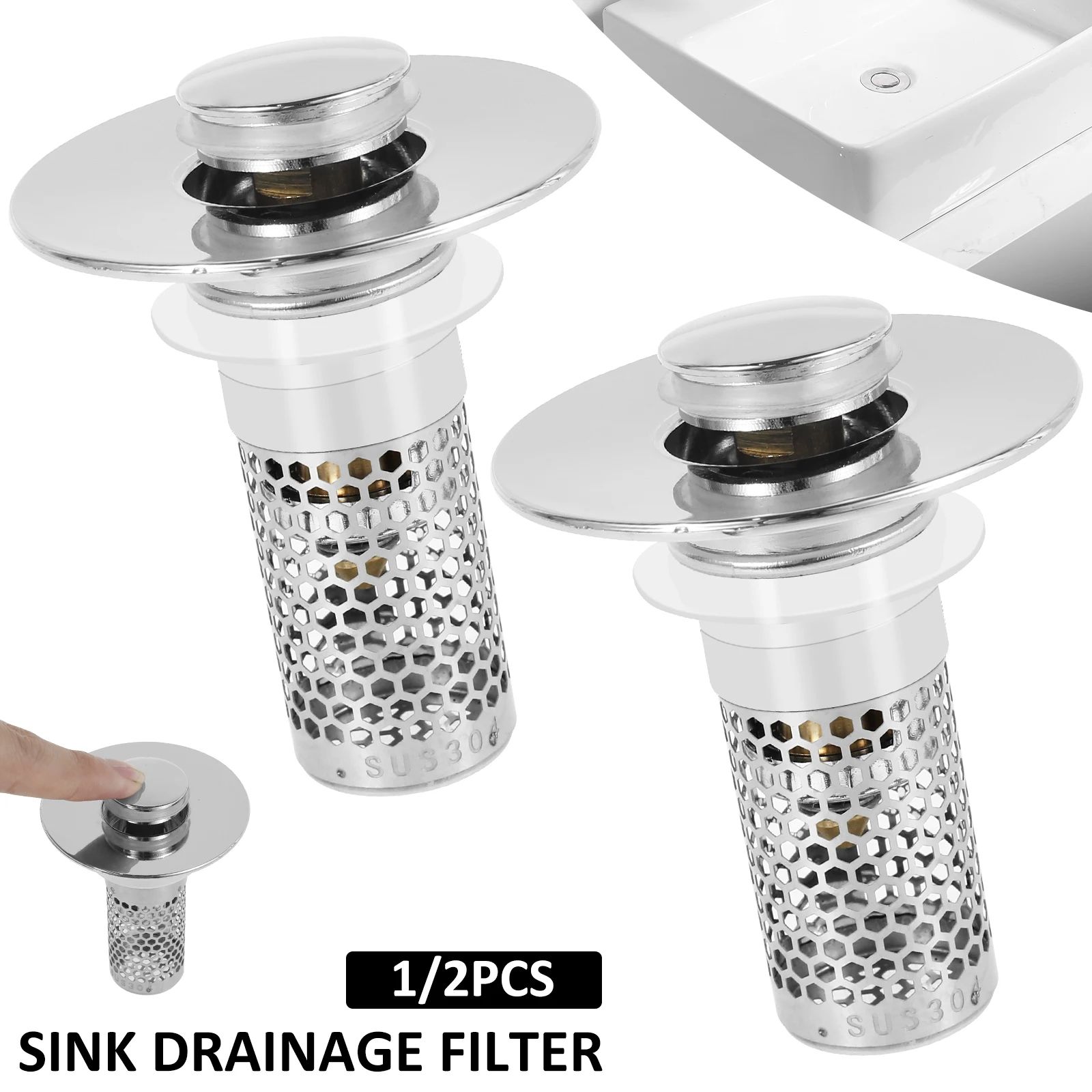 Anti Clog Sink Drain Strainer Stopper Filter for Bathroom and Kitchen Use