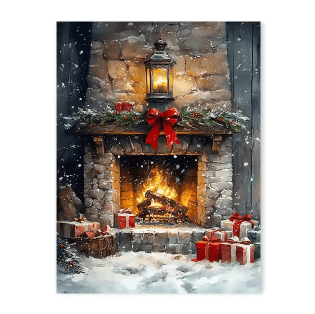 Vintage Red Truck Christmas Canvas Wall Art – Rustic Winter Farmhouse Decor