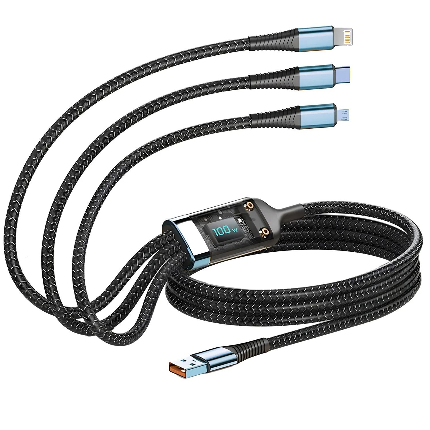 3-in-1 Braided Fast Charging Cable 100W