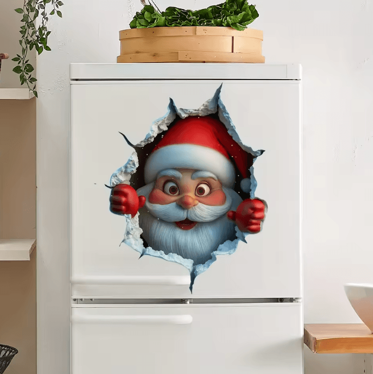 FestiveGlow Christmas Santa Wall Stickers – Waterproof Peel & Stick Holiday Decor