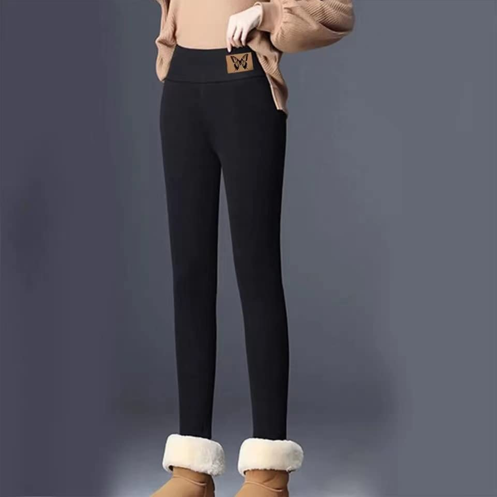 Thick Cashmere Wool Leggings Women | High Waisted Fleece Lined Leggings | Stretchy Warm Thermal Pants