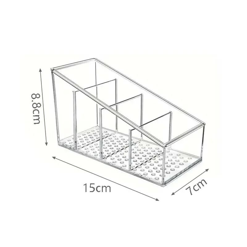 Clear Desktop Organizer Box with Four Compartments for Remote Phone and Cosmetics