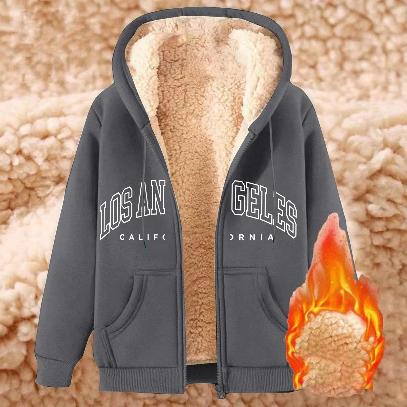 Womens Fleece Lined Zip Up Hoodie with Pockets