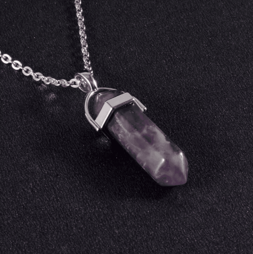 CrystalPoint Obsidian Chakra Pendant Necklace – Natural Crystal Pendulum Necklace Hexagonal Point