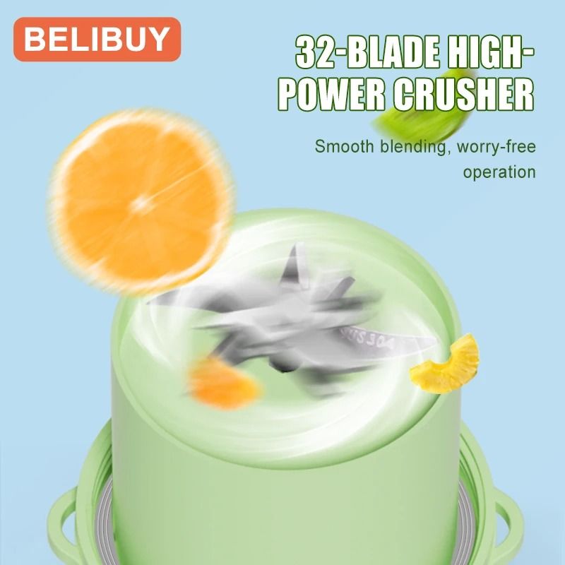 Electric 6-Blade Fresh Juice Blender | 500/1300ML USB Milkshake Machine | Executive Portable Nutritional System
