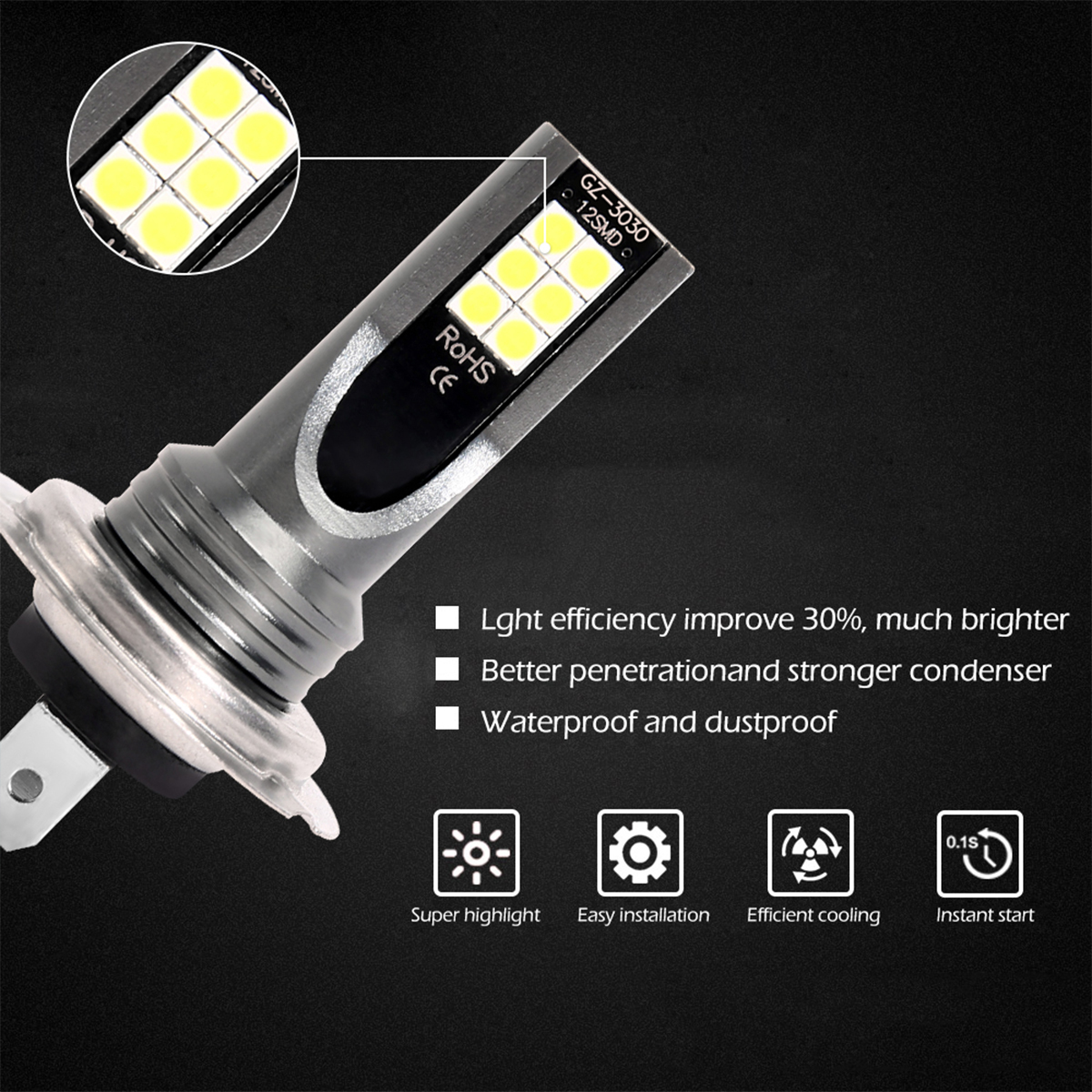 Super Bright Fog Lights LED Headlight Bulb Lamp, Vehicle Accessories