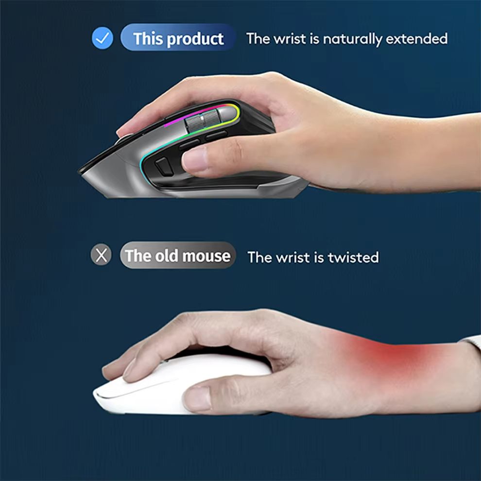 FluxCharge Dual-Mode RGB Gaming Mouse – Bluetooth & 2.4 G Rechargeable