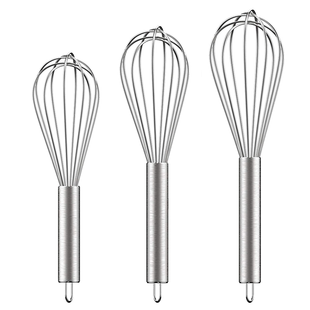 Stainless Steel Whisk Set, Wire Whisks With Stainless Grip, Kitchen Balloon Whisks