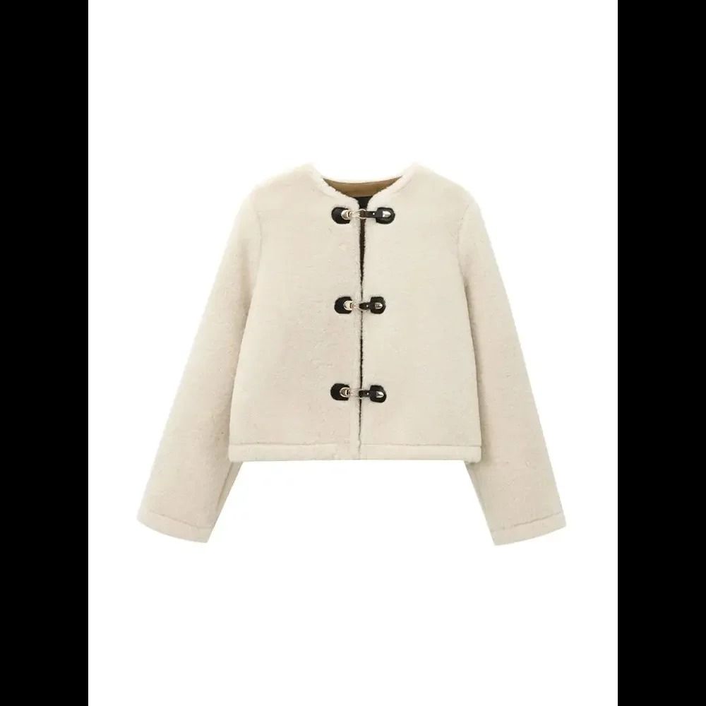 2025 Womens Thick Faux Fur Jacket | Premium Warm Toggle Outerwear & Chic Long Sleeve Autumn Coat