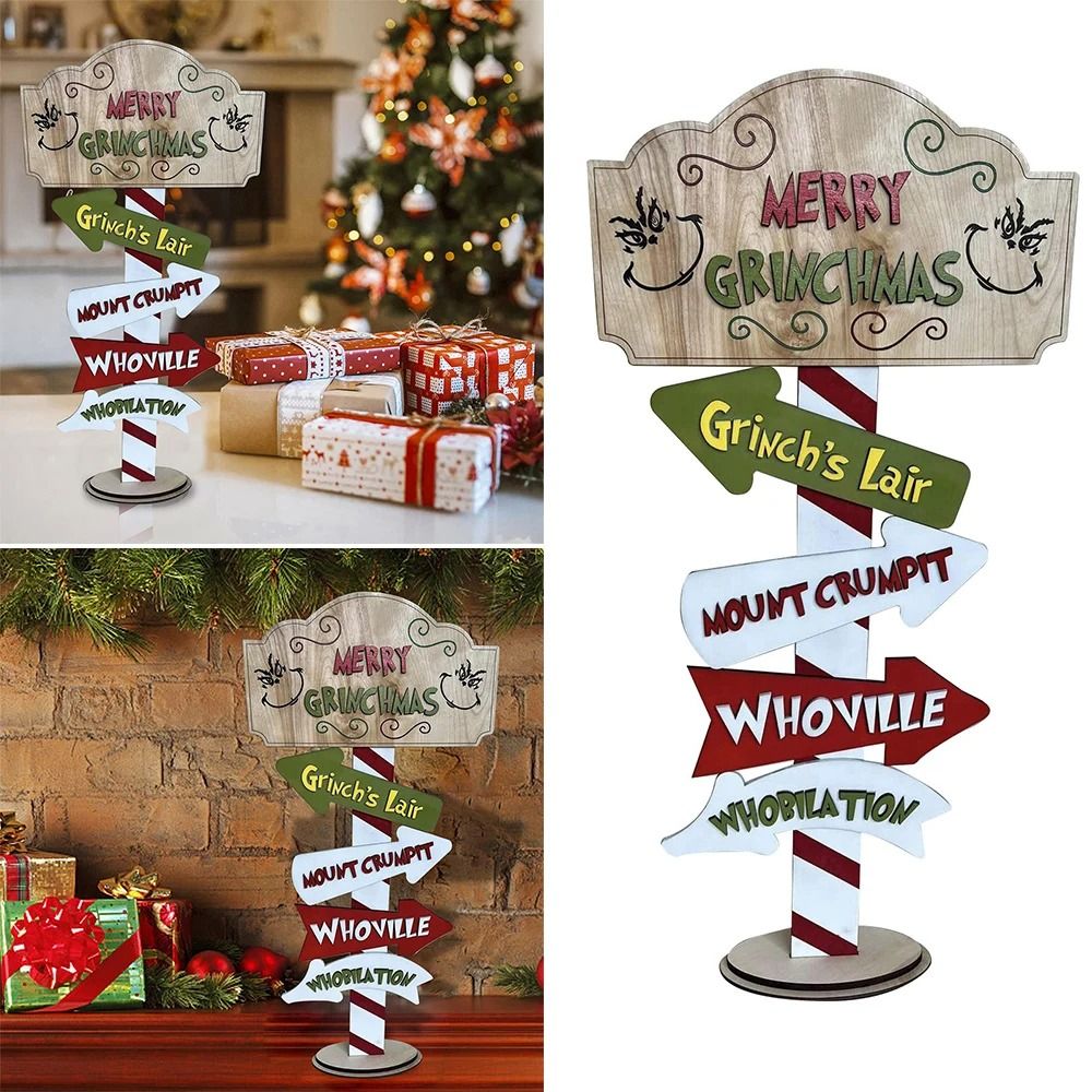 Christmas Cartoon Character Standing Block Set Holiday Tabletop Wood Decor