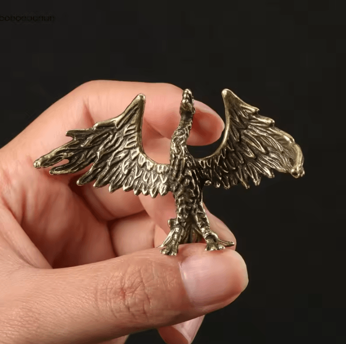 Solid Brass Flame Phoenix Statue – Feng Shui Prosperity Desk Ornament