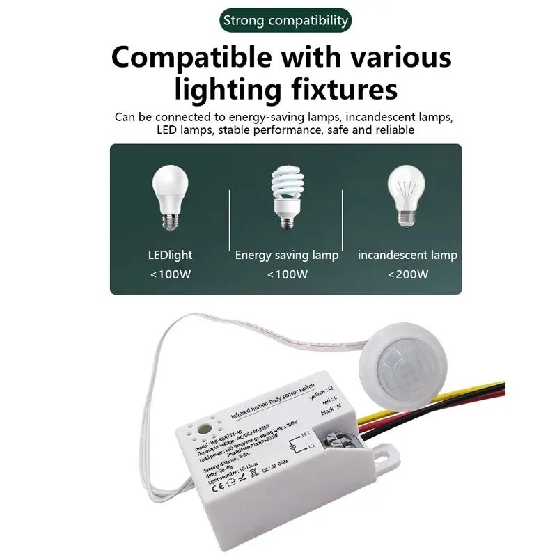 PIR Motion Sensor Light Switch Auto LED Lamp Controller
