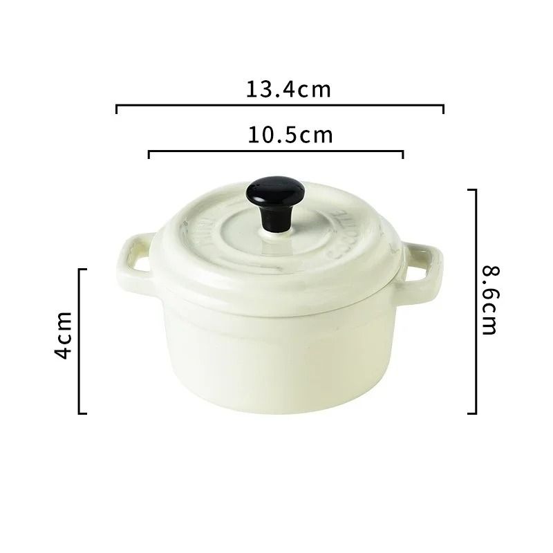 200ML Mini Ceramic Casserole Dish – Oven Safe Ramekin with Lid & Handles