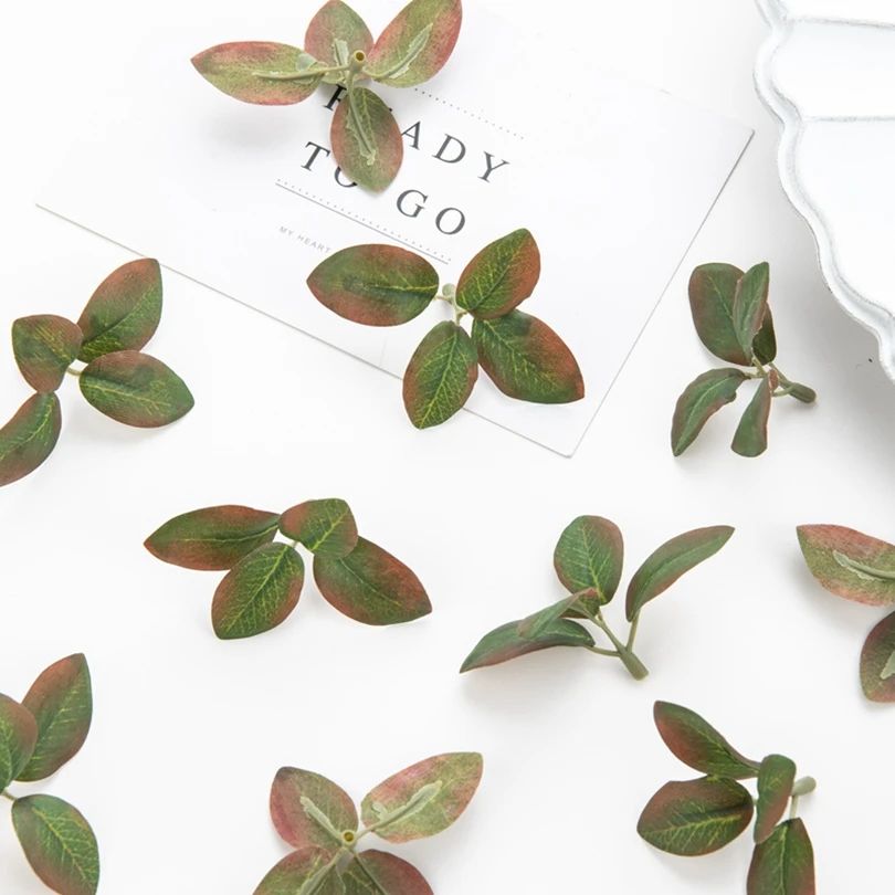 Artificial Green Silk Flowers Set