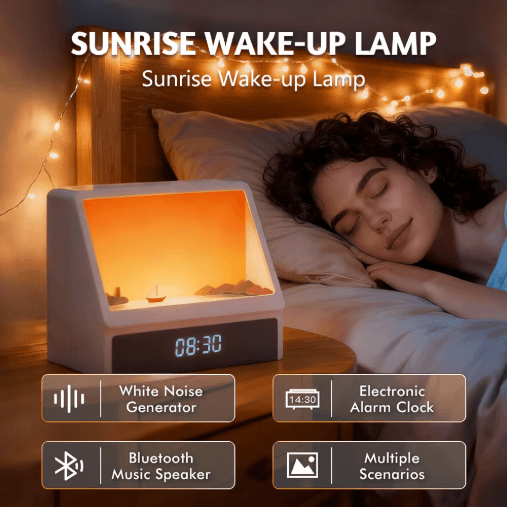 Bluetooth Sunrise Alarm Clock Light Dimmable Wake Up Lamp with White Noise and 12 Soothing Sounds