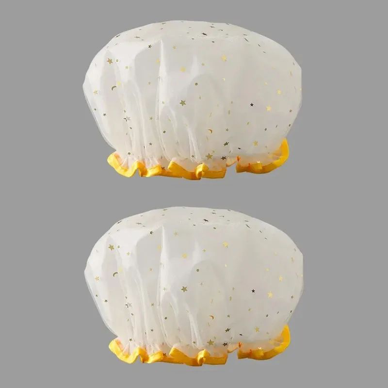 Waterproof Double Layer Shower Cap Set