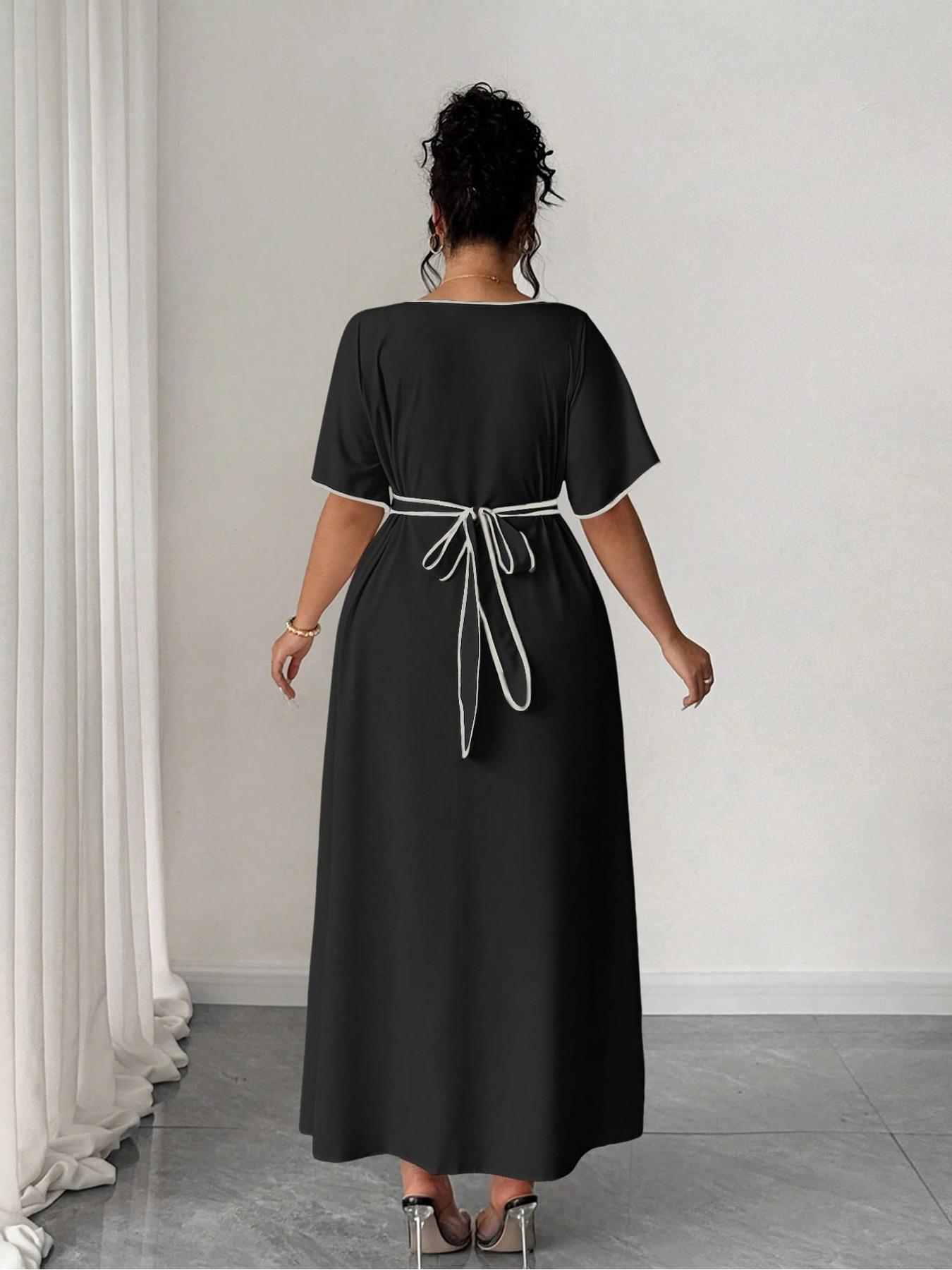Floral Casual Plus Size Dress for Women, Comfortable Fitted Woven Fabric, Fashion for Spring & Fall