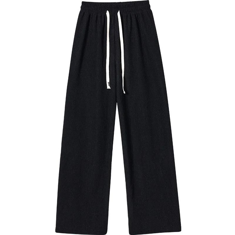 Womens Fleece Wide Leg Pants Warm Elastic Waist Winter Trousers Casual Loose Straight Leg Pants