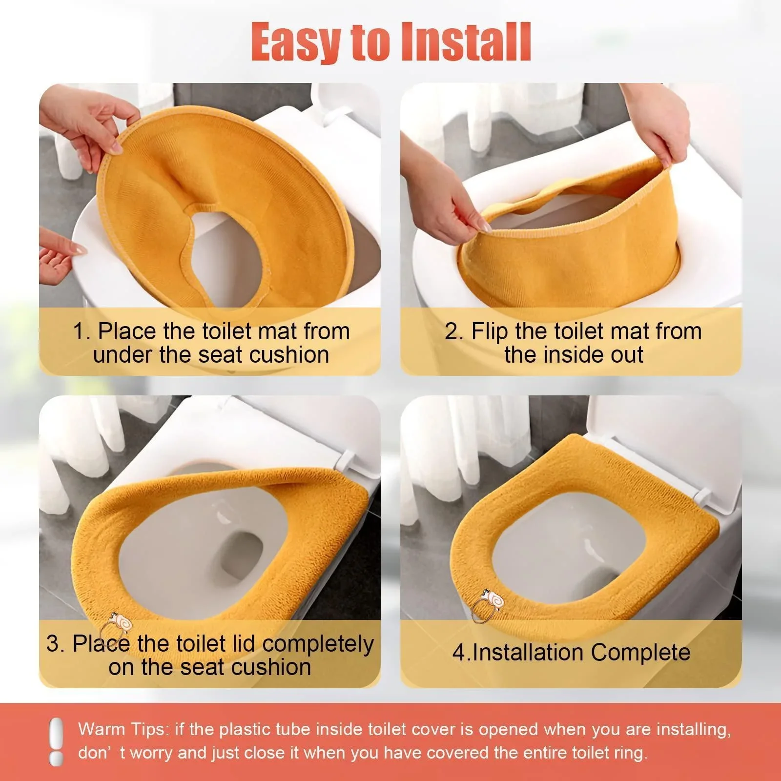 Soft Warm Toilet Seat Cover Elastic Washable Bathroom Seat Pad