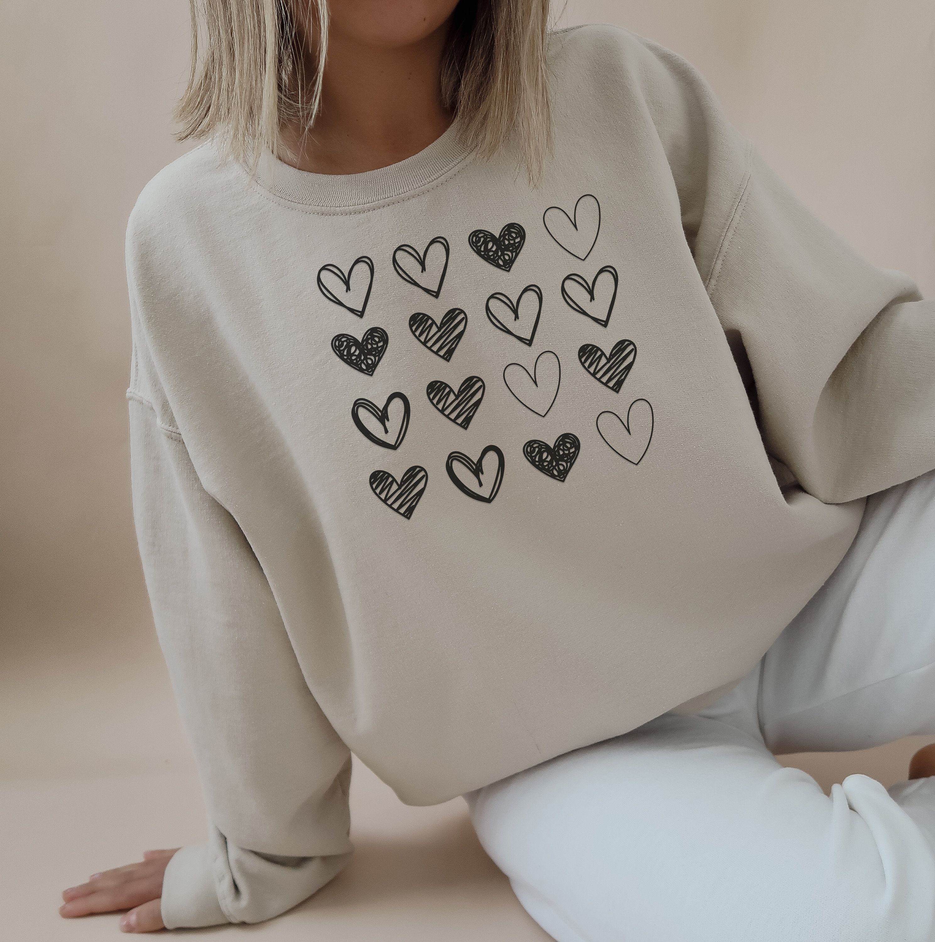 Womens Valentines Heart Sweatshirt Cute Love Crewneck Pullover Teacher Valentine Shirt