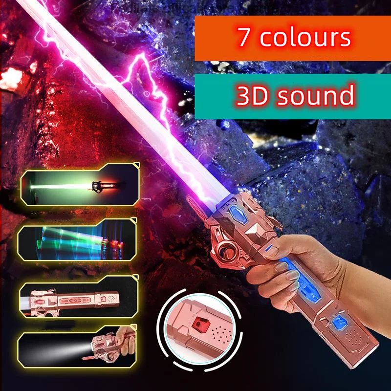 2-in-1 RGB Kids Lightsaber Toy – Color-Changing Laser Sword & Flashing Light Stick