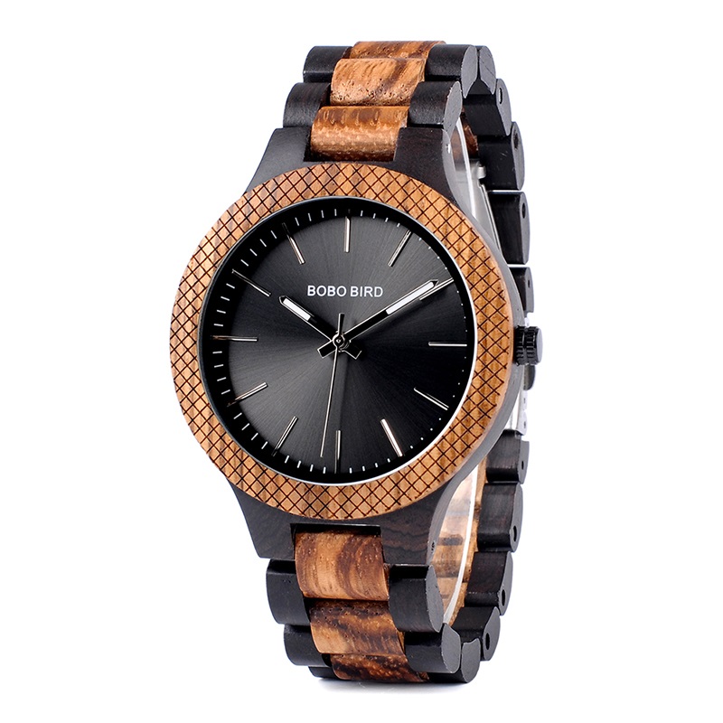 BOBO BIRD Wooden Watch Men Quartz Movement, Bayan Kol Saati Luxury Mens Watches with Luminous Hands, Gift Box
