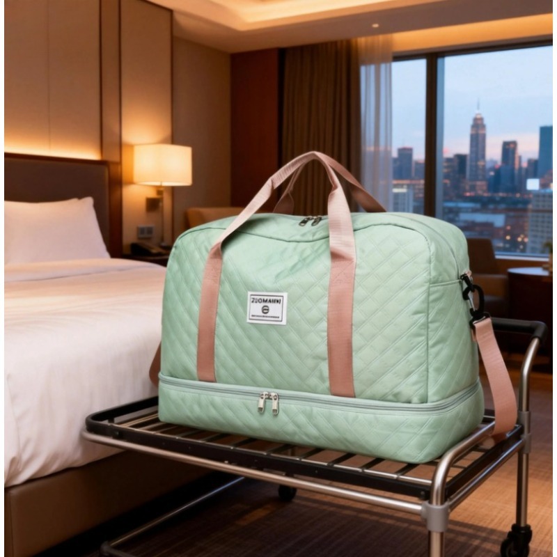 Casual Multi-Pocket Nylon Travel Bag for Weekend Trips Gym Large-Capacity Storage