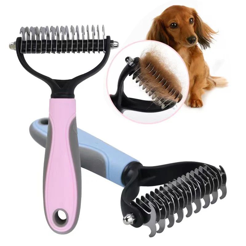 Professional Pet Deshedding Brush – Dog & Cat Hair Remover Comb for Shedding and Knots