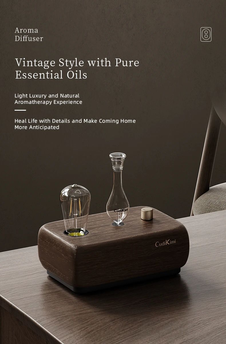 Vintage Tungsten Filament Essential Oil Diffuser Lamp + Aromatherapy Humidifier Night Light