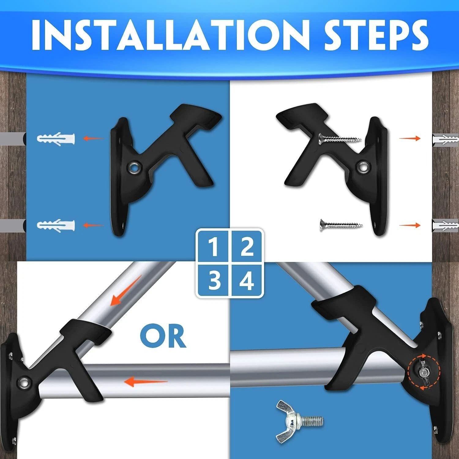 Heavy Duty Black Flag Pole Holder with Two Position Mounting Bracket & Hardware
