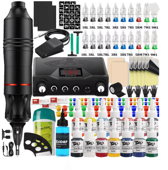 Complete Tattoo Pen Machine Kit Rotary Cartridge Tattoo Starter Set