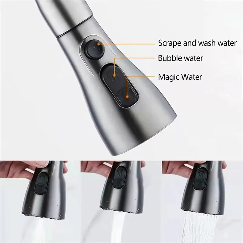 Brushed Nickel Pull-Out Kitchen Faucet – Deck-Mounted Sink Tap with Stream & Spray Modes for Hot and Cold Water