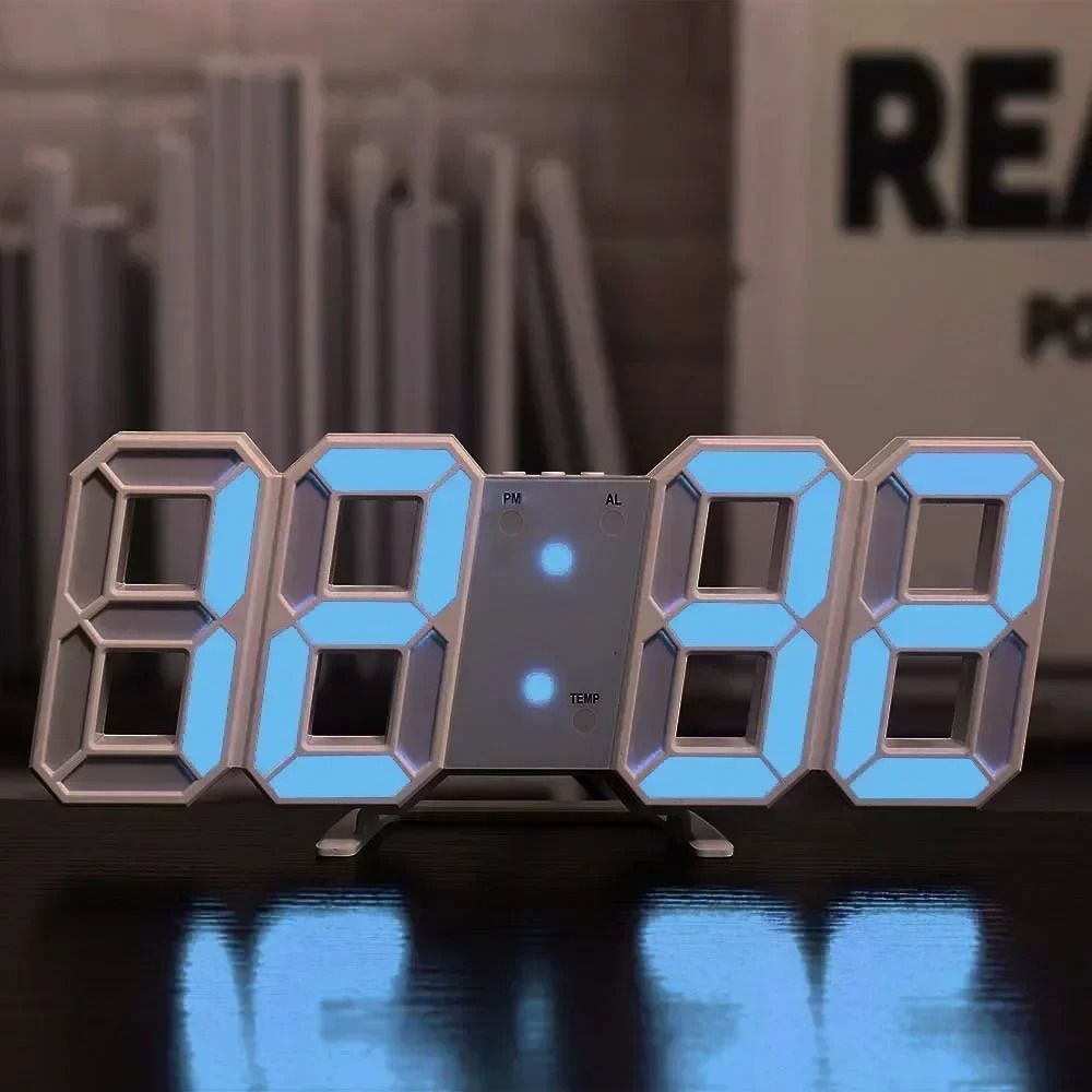 3D LED Wall Clock Digital Display with Night Glow and Adjustable Brightness