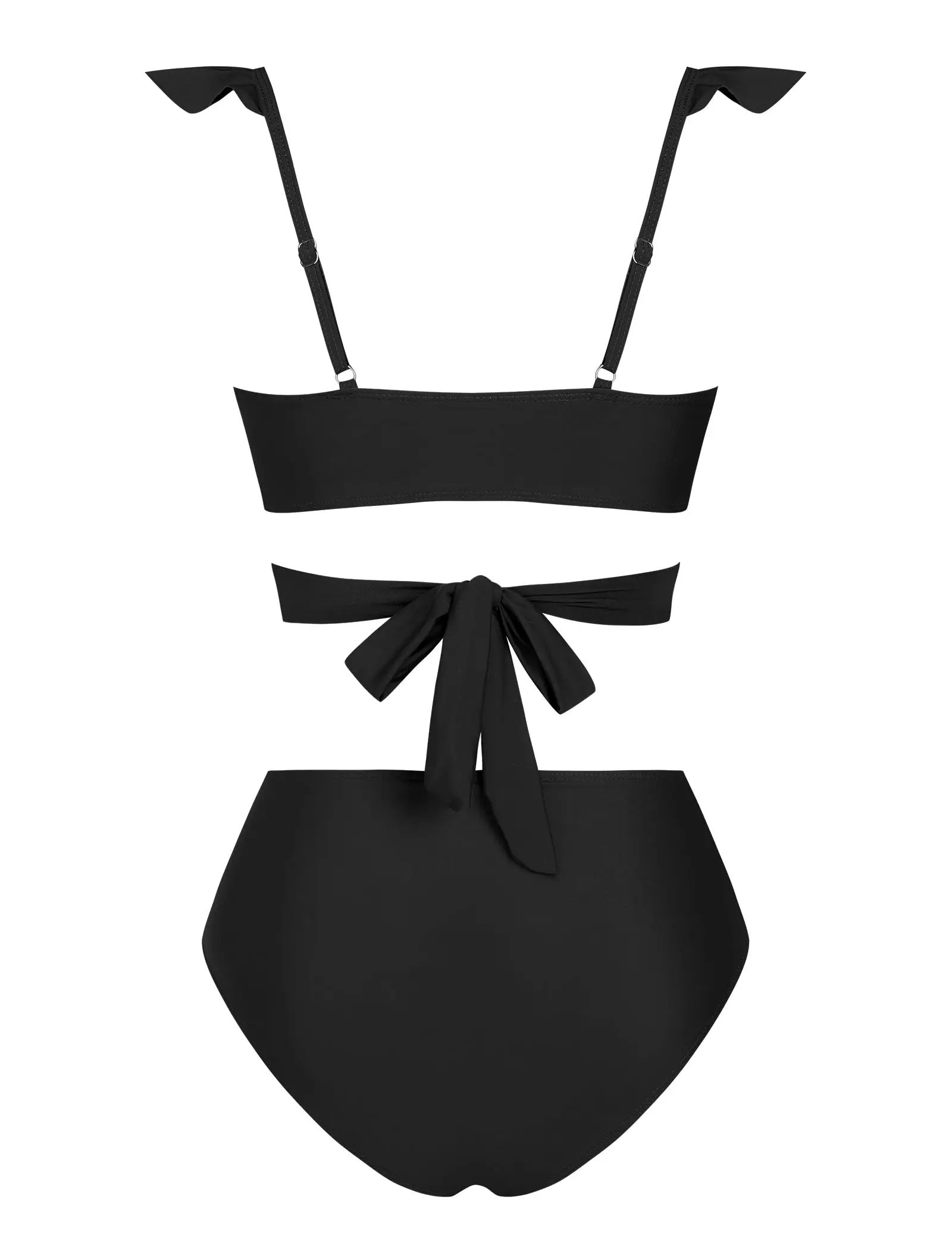 ZAFUL High Waisted Ruffle Bikini Set with Cross Cutout Ruched Design