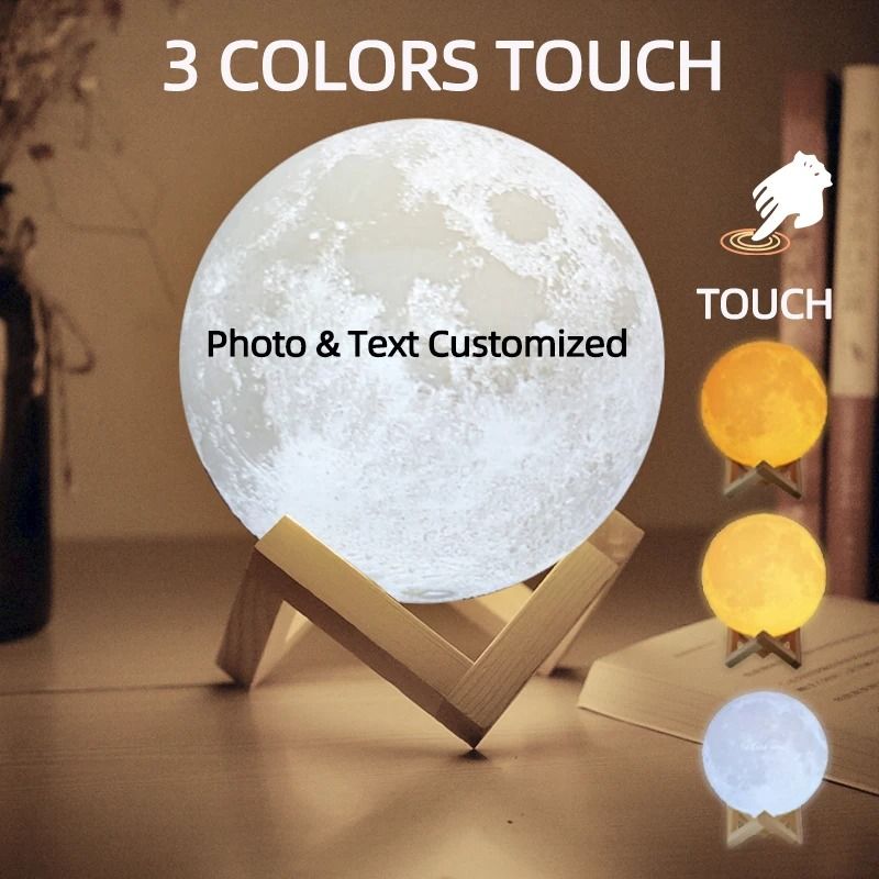 Custom 3D Printed Moon Lamp Personalized Photo Night Light Gift