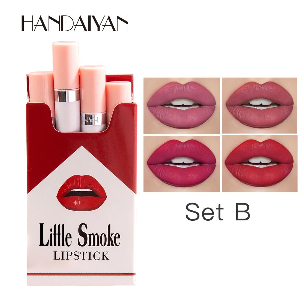 Handaiyan Velvet Matte Lipstick Set – Long-Lasting Small Cigarette Lipsticks, 4pcs