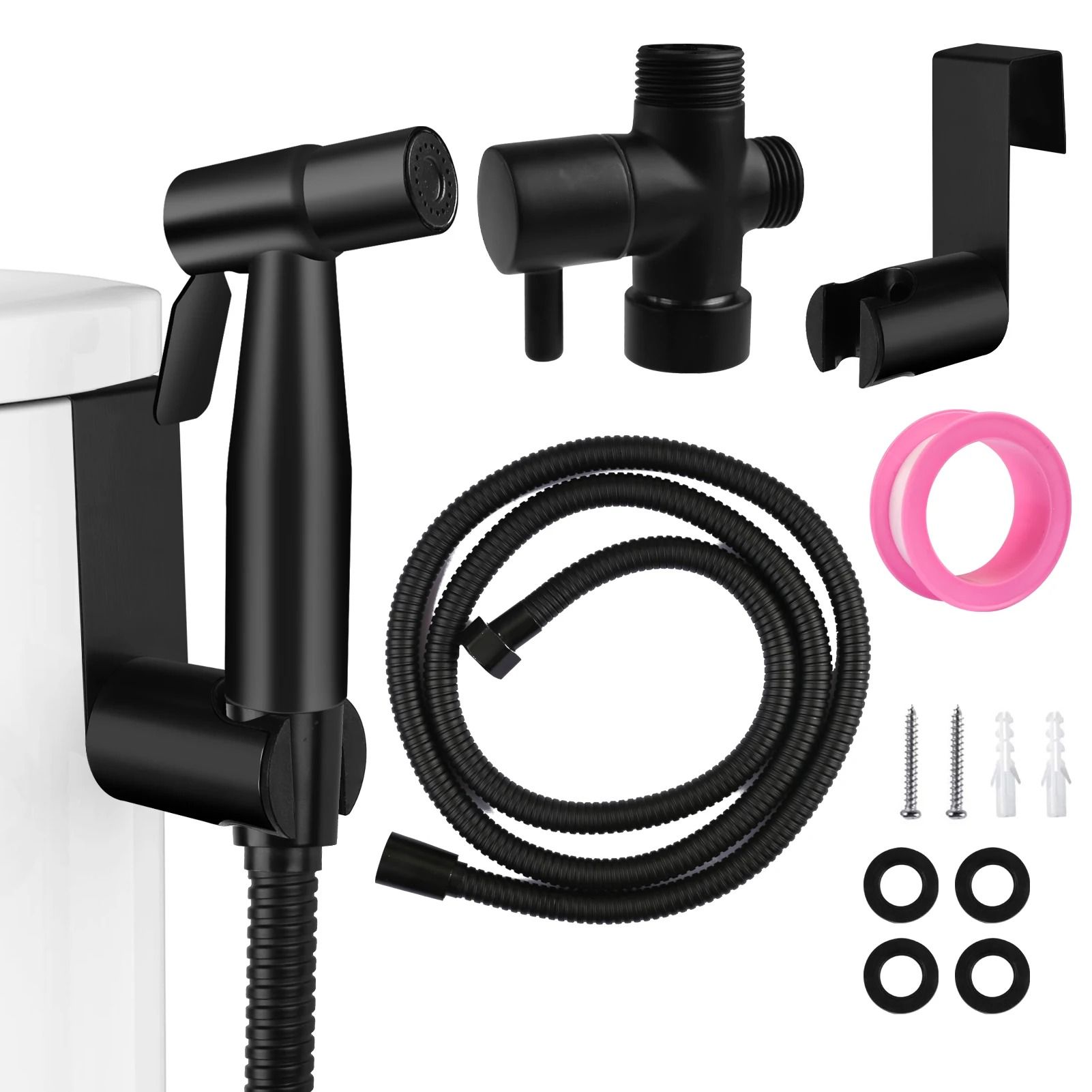 Handheld Bidet Sprayer Set Stainless Steel Toilet Spray Gun with Self Cleaning Nozzle
