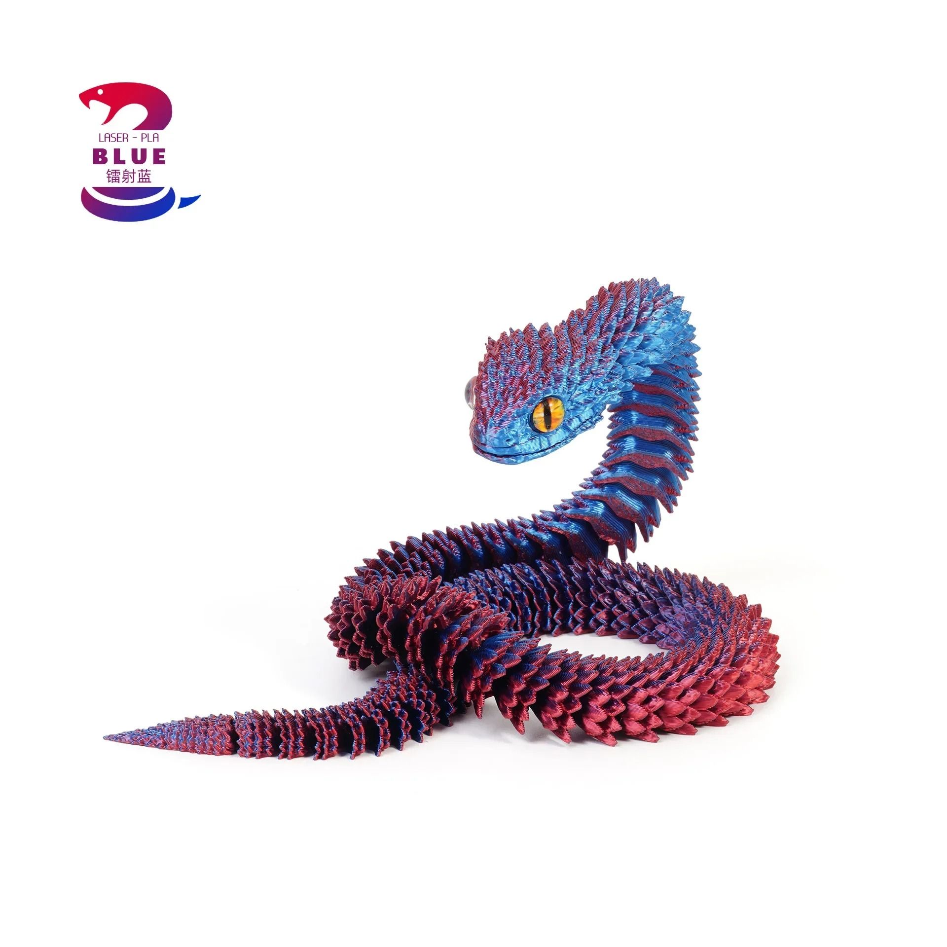 3D Printed Articulated Snake Figure Bush Viper Dragon Toy