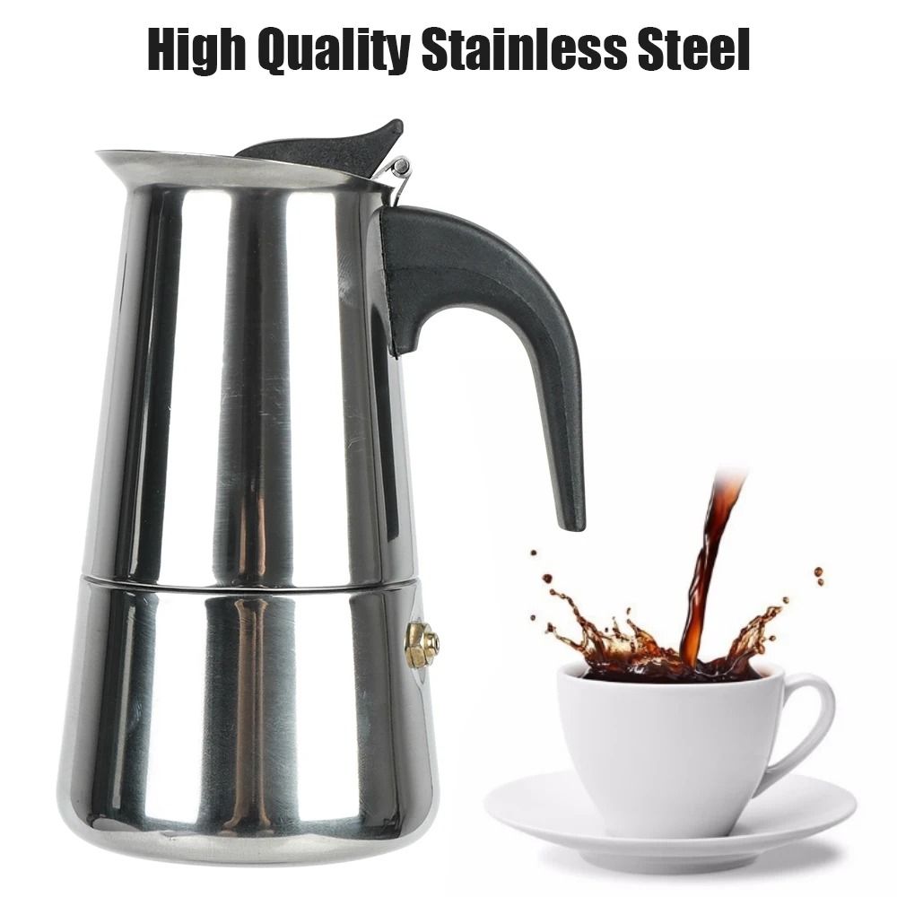 Stainless Steel Moka Coffee Maker Stovetop Espresso Pot for 2 to 9 Cups