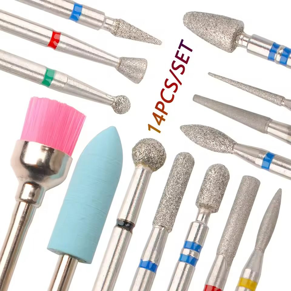 Nail Drill Bit Set 14 Piece Manicure Pedicure Polishing Tools