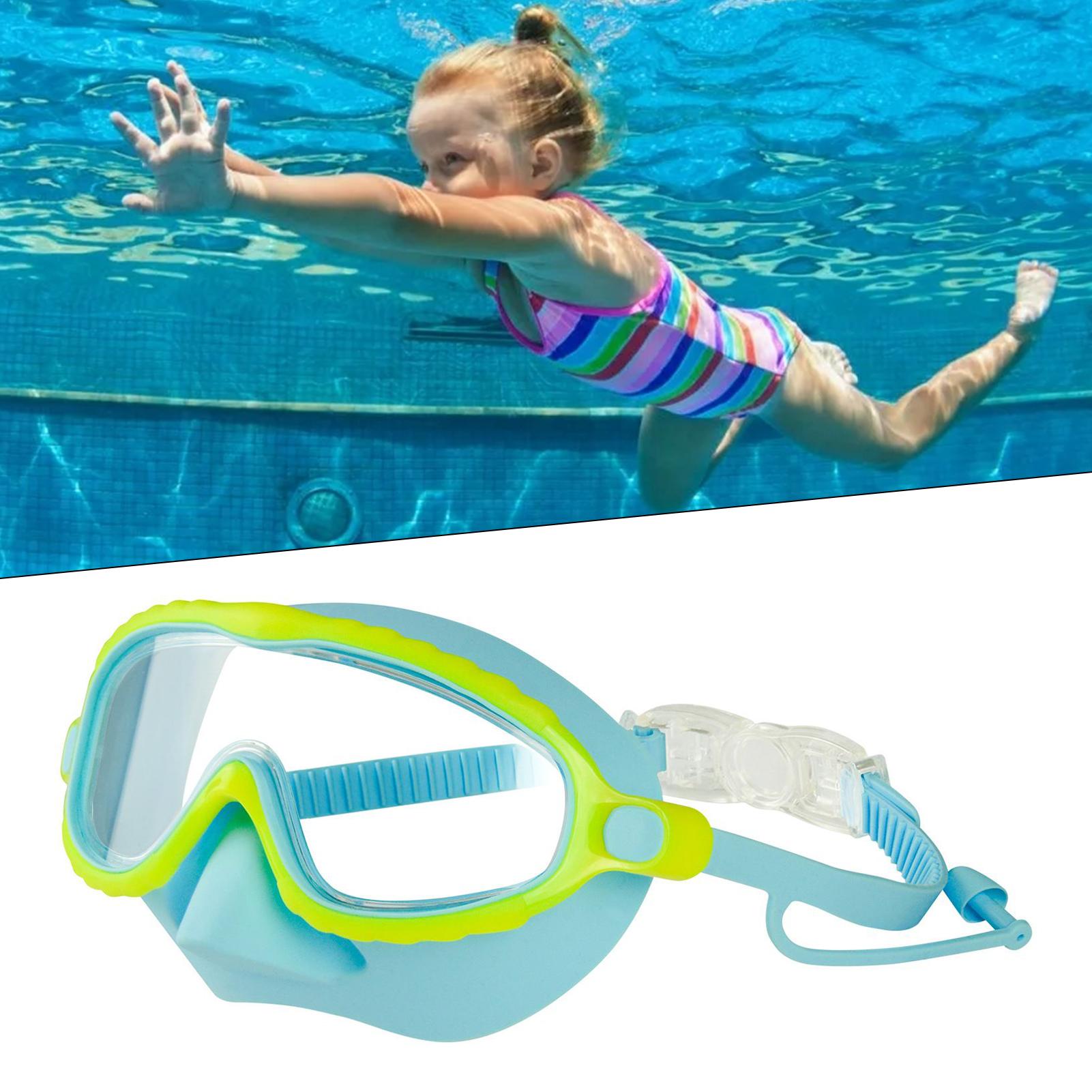 Kids Swim Goggles with Nose Cover Anti Fog Leak Proof Wide View Swim Mask