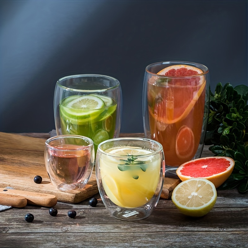 Premium Handmade Double Wall Glass Cups Insulated Transparent Tea, Espresso, Whisky, and Coffee Mugs
