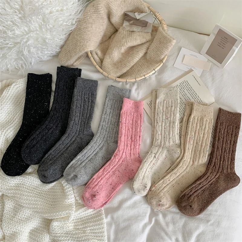 Women's Japanese Style Warm Wool Crew Socks for Winter