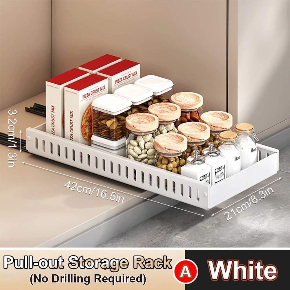 Under Cabinet Sliding Drawer Pot Lid Organizer, Pull Out Kitchen Pots and Pans Storage Tray