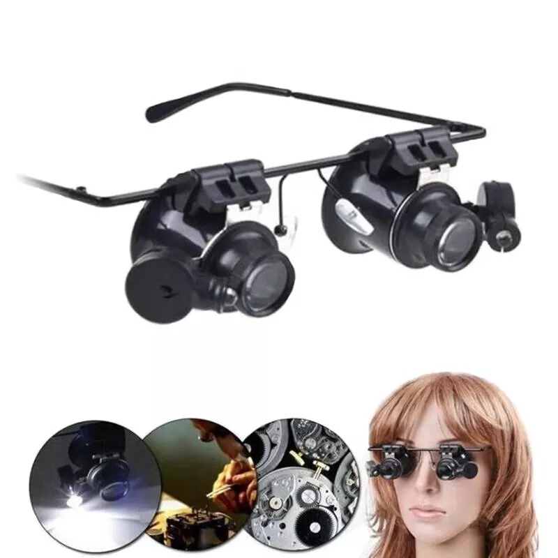 20X Magnifying magnifier glasses magnification jeweler watch repair LED light NEW