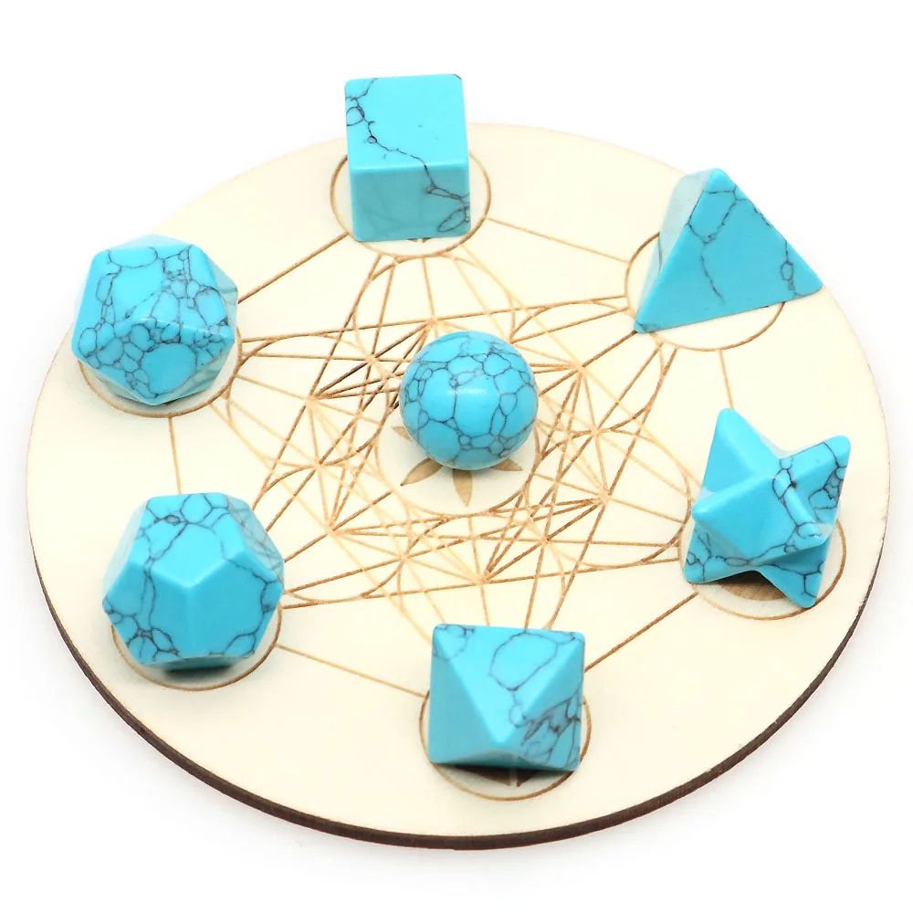 7 Piece Sacred Geometry Crystal Set Platonic Solids