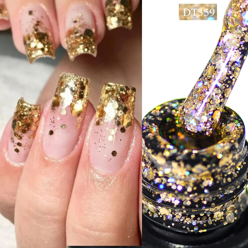 Sparkling Glitter Gel Nail Polish Long Lasting UV LED Soak Off Manicure