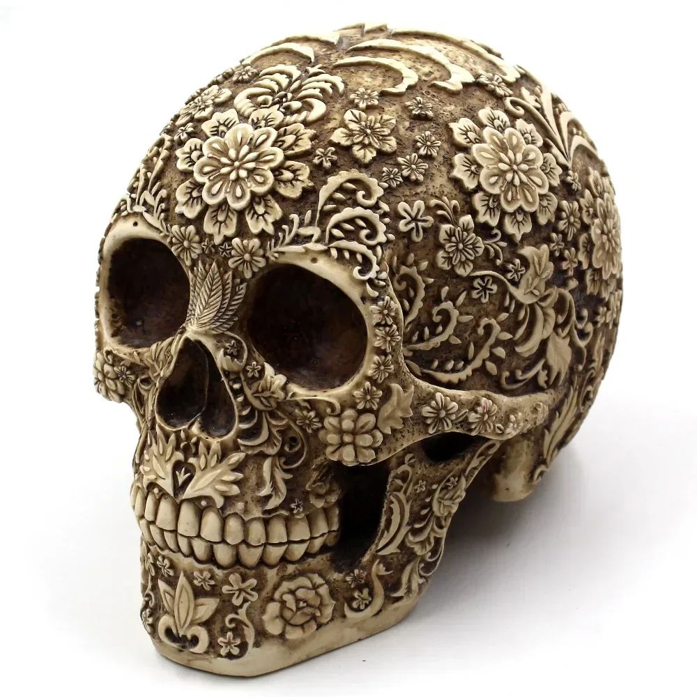 Plum Blossom Resin Skull Art Sculpture